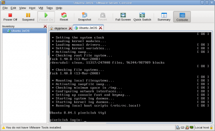 Ubuntu JeOS draait onder VMware server 1.07
