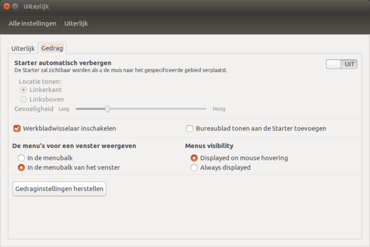 Systeeminstellingen Ubuntu 16.04