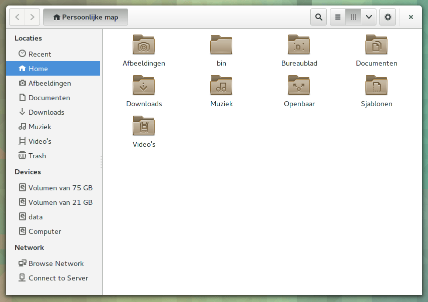 Nautilus onder Fedora 20 GNOME 3.10